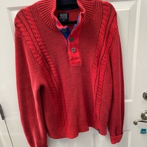 Reddish orange nautica cable knit sweater